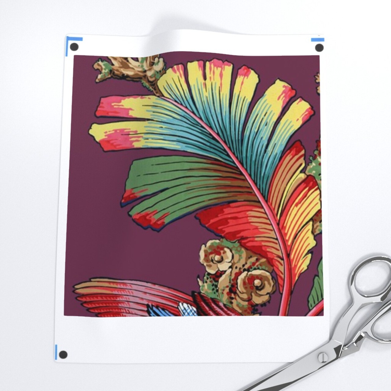 Purple Antique Birds Palm Jungle Tropical Magenta Burgundy Wine Mauve Botanical Parrot Victorian Edwardian Art Nouveau Large Scale Custom Removable Wallpaper by Spoonflower Peel & Stick Wallpaper 2FT Wide